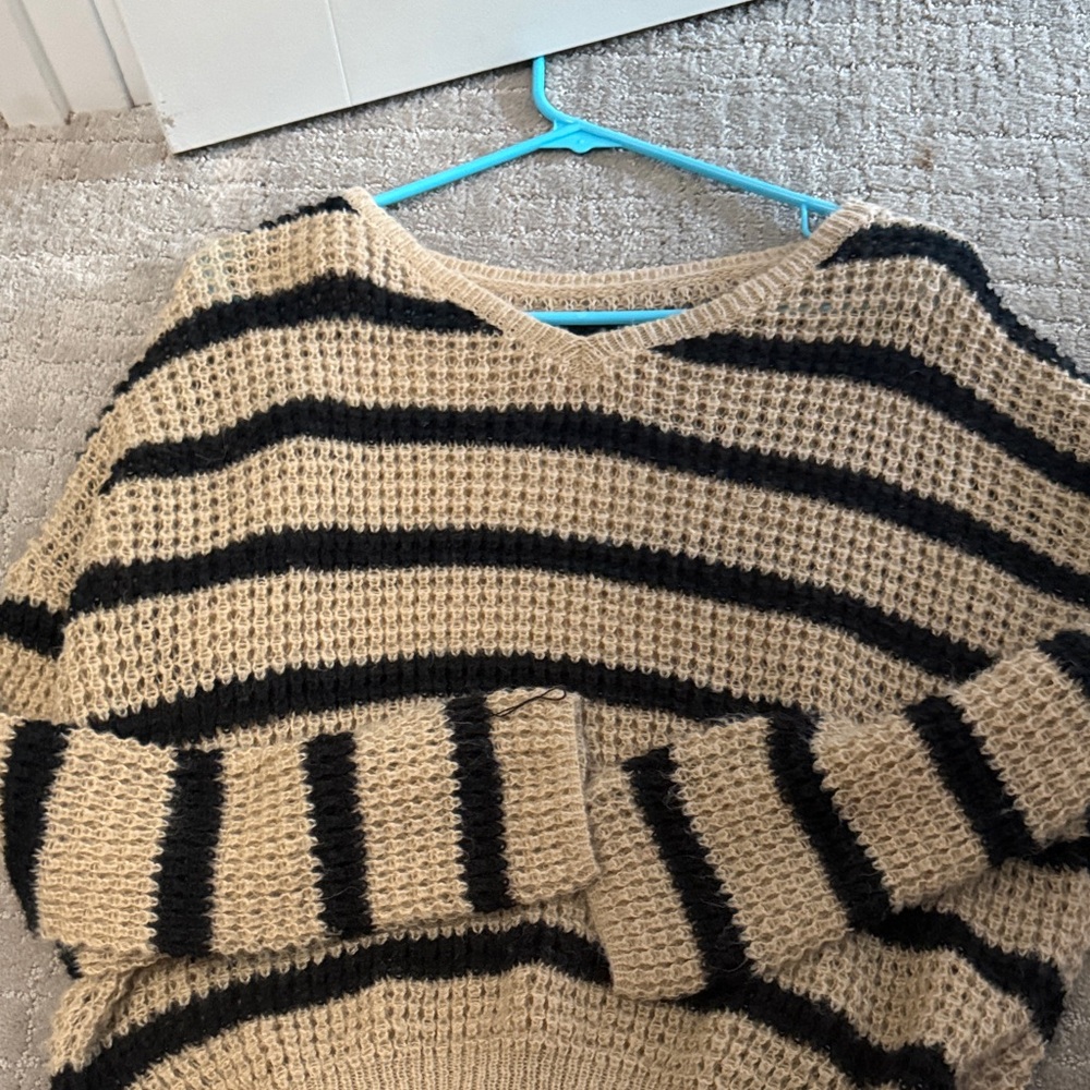 Striped Black and Tan Women's Sweater